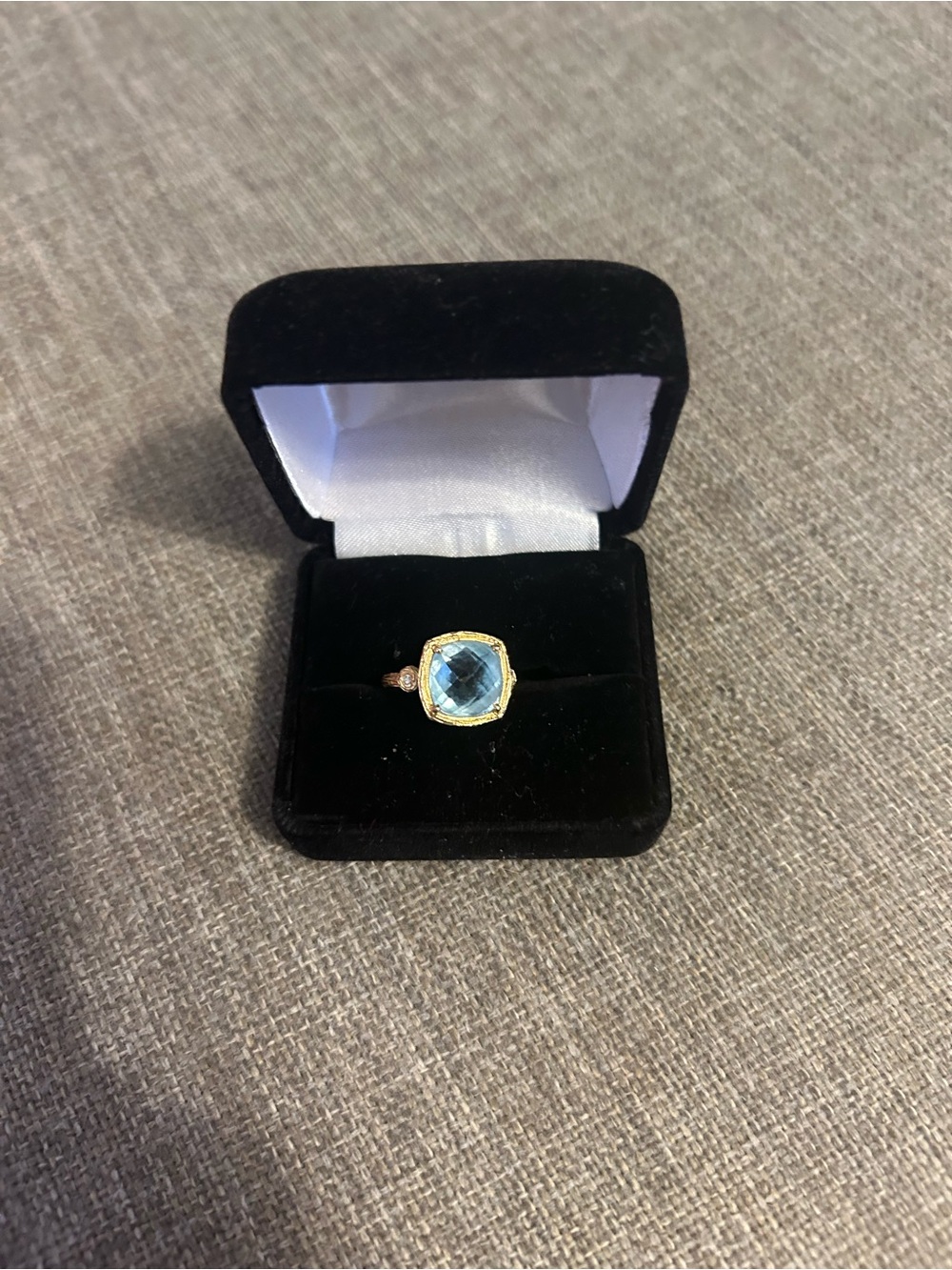 Gold Ring with Blue Gemstone - Elegant Women's Statement Ring